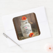 Sticker Carré Jus de lait blanc rustique avec fleurs orange Cuis (Enveloppe)
