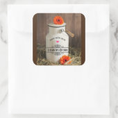 Sticker Carré Jus de lait blanc rustique avec fleurs orange Cuis (Sac)