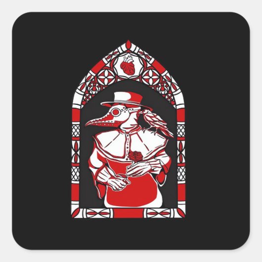 Sticker Carré Jusqu'à la mort Do Us Part Plague Doctor Classic L (Devant)