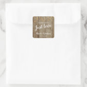 Sticker Carré Just Love Rustic Country Glam Mariage (Sac)