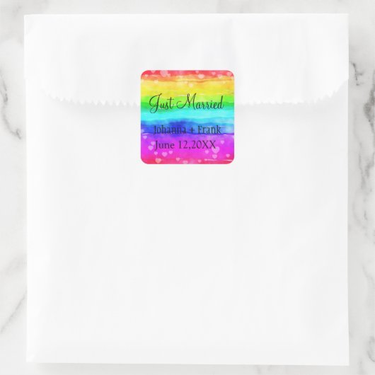Sticker Carré Juste marié Rainbow (Sac)