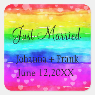 Sticker Carré Juste marié Rainbow