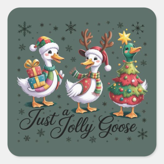Sticker Carré Juste un joyeux patchwork de Noël canard drôle (Devant)