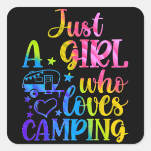 Sticker Carré Juste Une Fille Qui Aime Le Camping