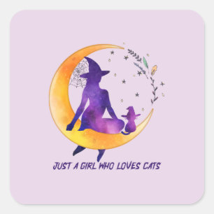 Sticker Carré Juste Une Fille Qui Aime Le Chat