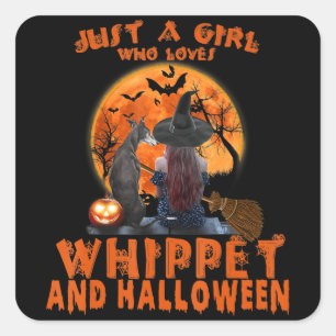 Sticker Carré Juste Une Fille Qui Aime Le Chien Whippet Et Hallo