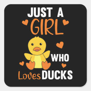 Sticker Carré Juste une fille qui aime les canards - mignons ani