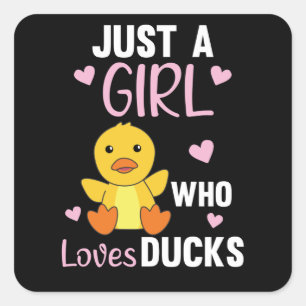 Sticker Carré Juste une fille qui aime les canards - mignons ani