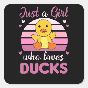 Sticker Carré Juste une fille qui aime les canards - mignons ani