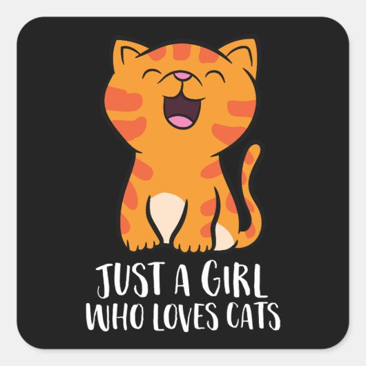 Sticker Carré Juste une fille qui aime les chats Pullover (Devant)