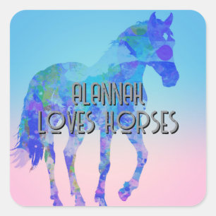 Sticker Carré Juste une fille qui aime les chevaux