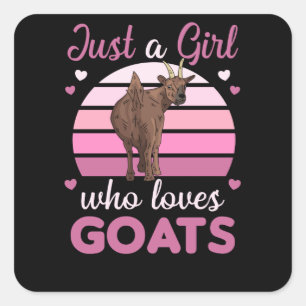 Sticker Carré Juste Une Fille Qui Aime Les Chèvres Mignons Anima