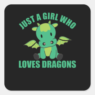 Sticker Carré Juste Une Fille Qui Aime Les Dragons Les Mignons A