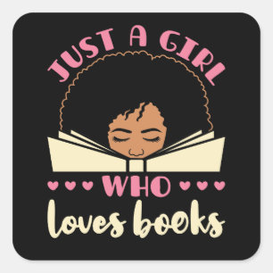 Sticker Carré Juste une fille qui aime les livres Africains-Amér