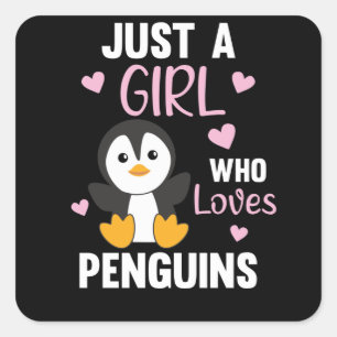 Sticker Carré Juste Une Fille Qui Aime Les Pingouins Coeur De Pi