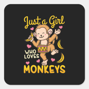 Sticker Carré Juste Une Fille Qui Aime Les Singes