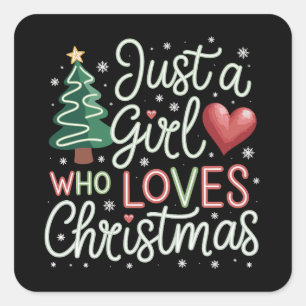 Sticker Carré Juste Une Fille Qui Aime Noël Xmas Amoureux Hiver