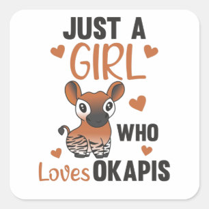 Sticker Carré Juste une fille qui aime Okapis doux animaux Okapi