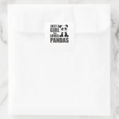 Sticker Carré Juste Une Fille Qui Aime Pandas Mignonnes Animaux  (Sac)