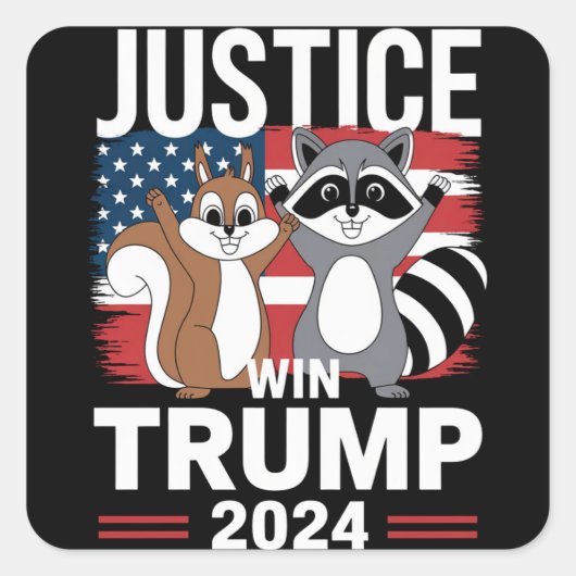 Sticker Carré Justice Pour Peanut Win Trump 2024 (Devant)