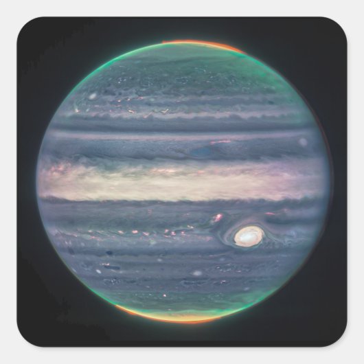 Sticker Carré JWST Image de la planète Jupiter en infrarouge (Devant)