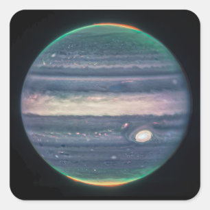 Sticker Carré JWST Image de la planète Jupiter en infrarouge