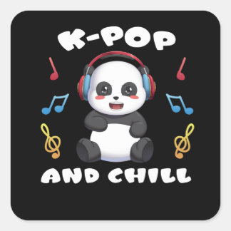 Sticker Carré K Pop et Chill Anime Panda Manga Music Kpop Fans