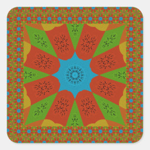Sticker Carré Kaleidoscope Bloom Une couleur d'impression africa