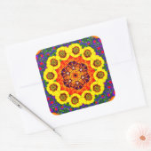 Sticker Carré Kaléidoscope de fleurs dorées (Enveloppe)