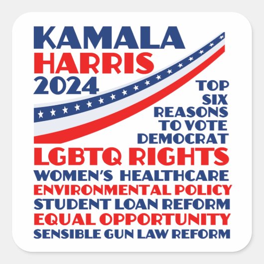 Sticker Carré Kamala Harris 2024 Election Democrat Platform (Devant)