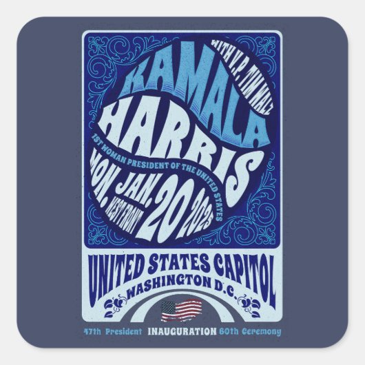 Sticker Carré Kamala Harris 20 janvier Inauguration 2025 (Devant)