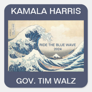 STICKER CARRÉ KAMALA HARRIS MARCHE LA VAGUE BLEUE 2024