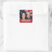 Sticker Carré Kamala Harris Tim Walz Pour Président 2024 (Sac)