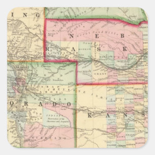 Sticker Carré Kan, Neb, Colo Carte par Mitchell