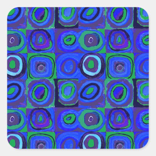 Sticker Carré Kandinsky Farbstudie Blue Quadrate Square Circle (Devant)