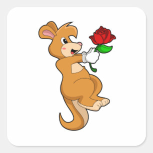 Sticker Carré Kangaroo with Flower
