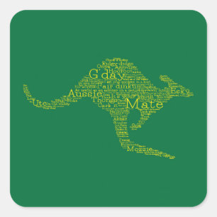 Sticker Carré Kangourou en argot australien
