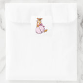 Sticker Carré Kangourou en mariée avec une robe de mariée (Sac)