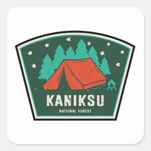 Sticker Carré Kaniksu Forêt Nationale Idaho Camping (Devant)
