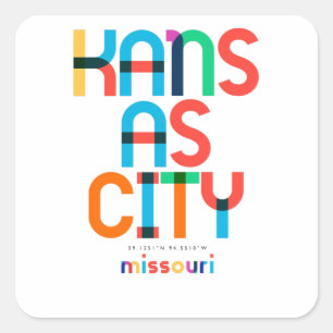 Sticker Carré Kansas City Missouri milieu du XXe siècle, Art Pop