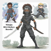 Sticker Carré Karate Ninja Boy's Birthday Bash (Devant)