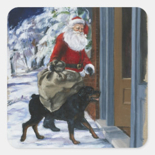 Sticker Carré Karl aidant le père noël de <Carl's Christmas> b