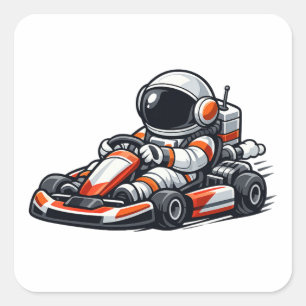 Sticker Carré Karting Astronaute