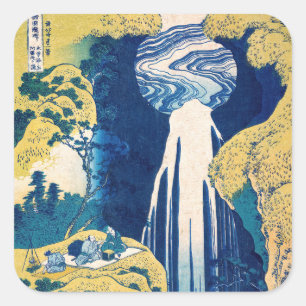 Sticker Carré Katsushika Hokusai - Chutes Amida