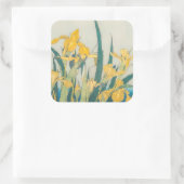 Sticker Carré Katsushika Hokusai - Grasshopper et Iris (Sac)