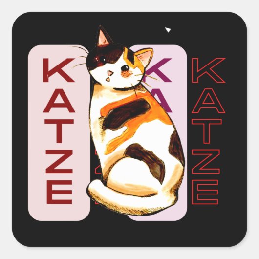 Sticker Carré Katze, Simple Élégant Cute Cat Maman Cadeau (Devant)
