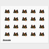 Sticker Carré Kawaii Black Cat Peekaboo Art with Bow (Feuille)
