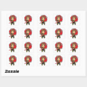 Sticker Carré Kawaii Brunette Fille pompier - (Feuille)
