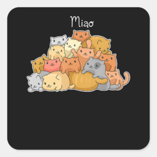 Sticker Carré Kawaii Chat japonais Anime mignonne Amateurs Et Co