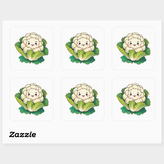Sticker Carré Kawaii Chou-fleur (Feuille)